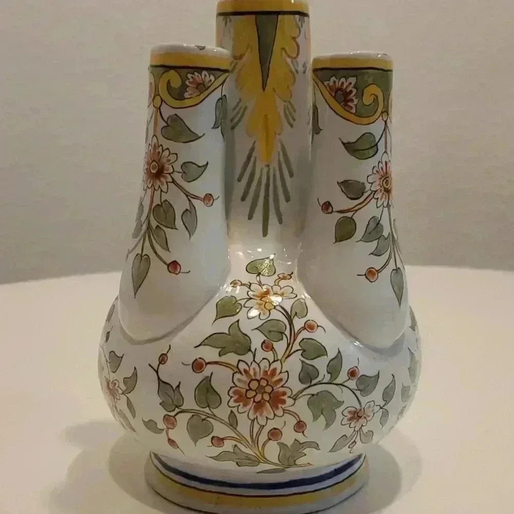 Rare Vintage Polychrome Tulip Vase